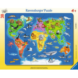 puzzle ravensburger per bambini mappa del mondo con animali multicolore