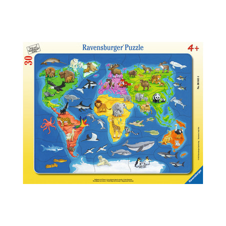 puzzle ravensburger per bambini mappa del mondo con animali multicolore