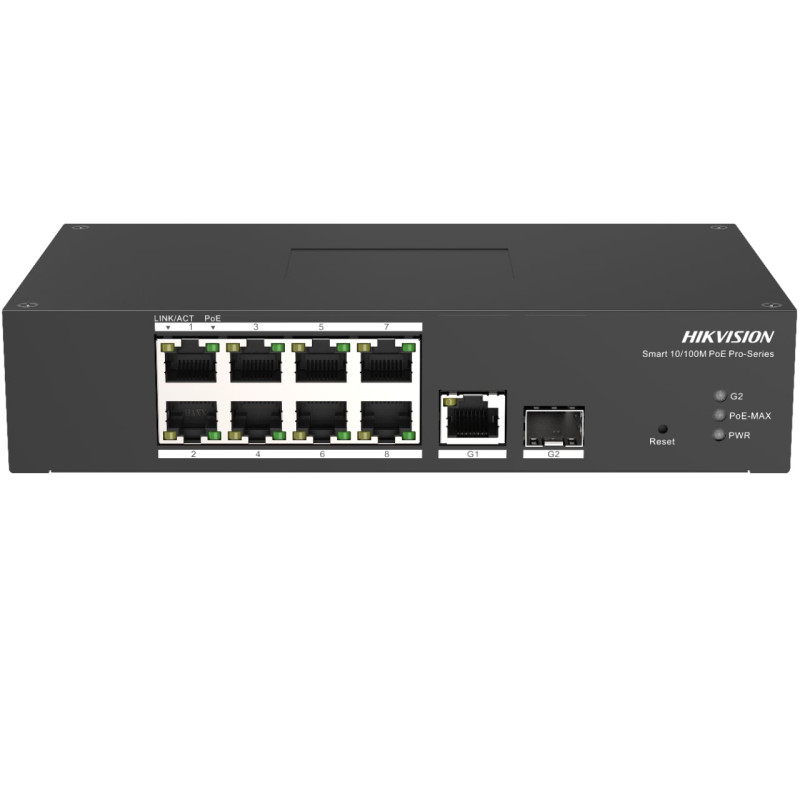 switch hikvision ds-3t1310p-si/hs gestito l2 8 porte gigabit