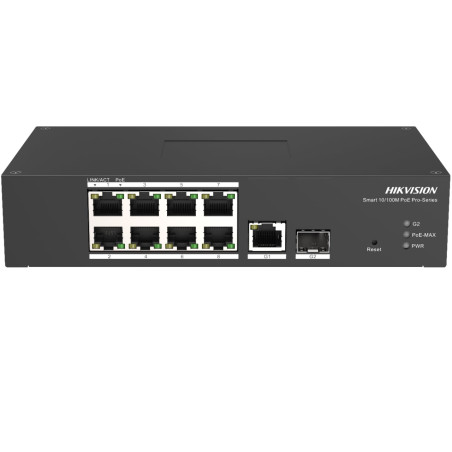 switch hikvision ds-3t1310p-si/hs gestito l2 8 porte gigabit