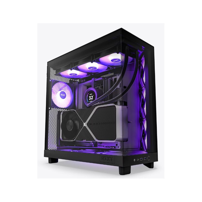 case nzxt h6 flow rgb midi tower in vetro temperato nero [cc-h61fb-r1]