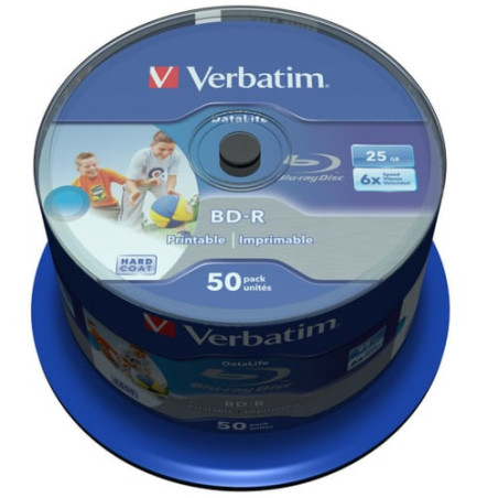 Confezione blu-ray disc bd-r verbatim 25gb 6x speed dl wide