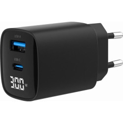 alimentatore gembird usb qc3.0 1xusb-c 30w nero [ta-uc-pdqc30lcd-bk-01]