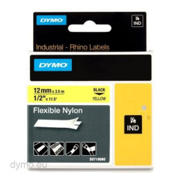 Dymo rhino band ind, nylon 12 mm x 3,5 m schwarz auf gelb [18490]