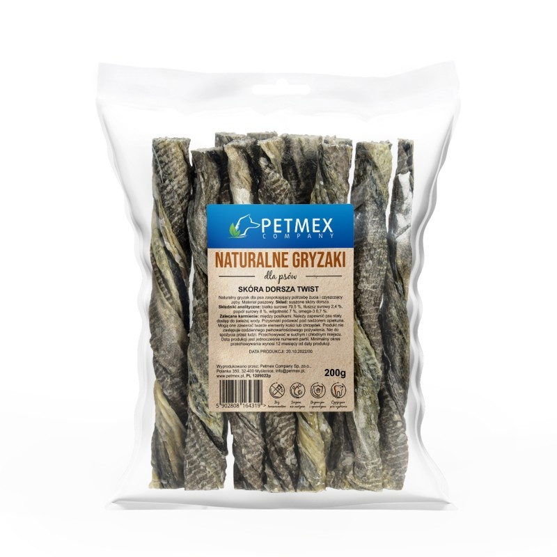 mangime petmex dolcetto per cani: pelle di merluzzo - 200g