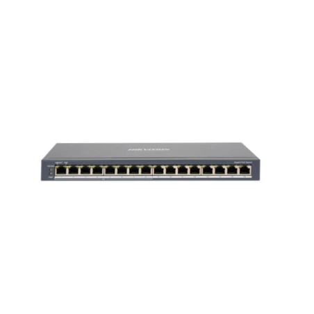 switch hikvision 16 porte gigabit ethernet 10/100/1000 grigio [ds-3e0516p-o]