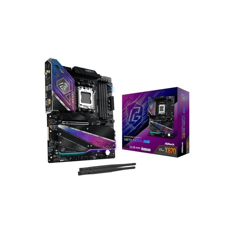 scheda madre amd asrock x870 nova wifi am5 atx 4x ddr5 nero/viola