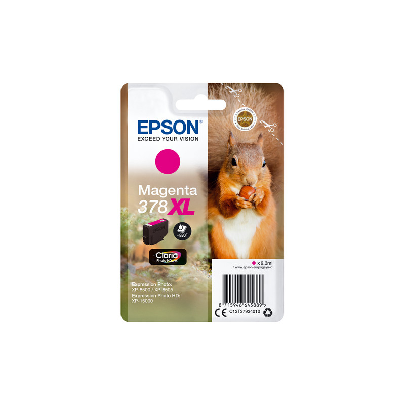 epson singlepack magenta 378xl claria photo hd ink 9.3ml 830pagine