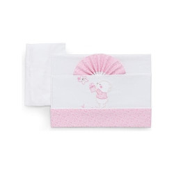 lenzuola carrozzina italbaby ricamata orso 3pz rosa