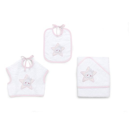 set bavaglini spugna italbaby stella 3pz rosa