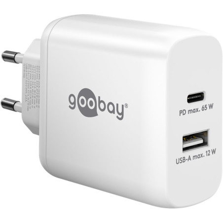 caricatore rapido goobay doppio usb-c bianco [65410]
