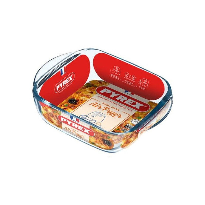 pirofila pyrex 212b100 7648 air fryer quadrata in vetro 25x25cm 2200ml