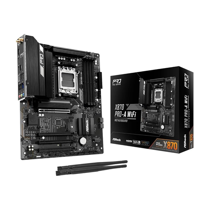 scheda madre amd asrock x870 pro-a wifi am5 atx 4x ddr5 nero