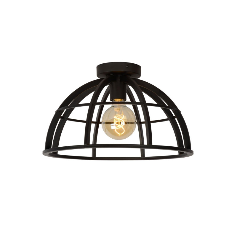 plafoniera a led lucide dikra e27 60w ip20 40cm nero [76164/40/30]