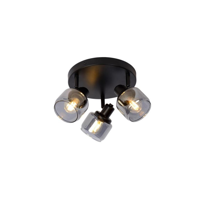 faretti da soffitto lucide bjorn 3xe14 ip20 40w nero opaco/fumo [77979/13/30]