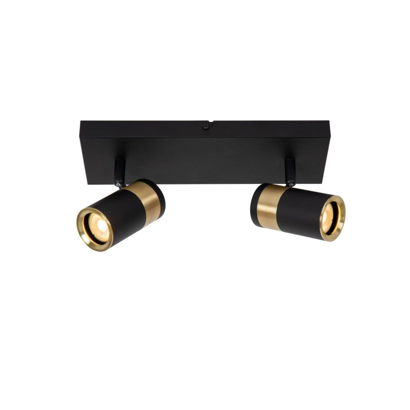 lampada da soffitto a led lucide gorik regolabile 2xgu10 ip20 nero