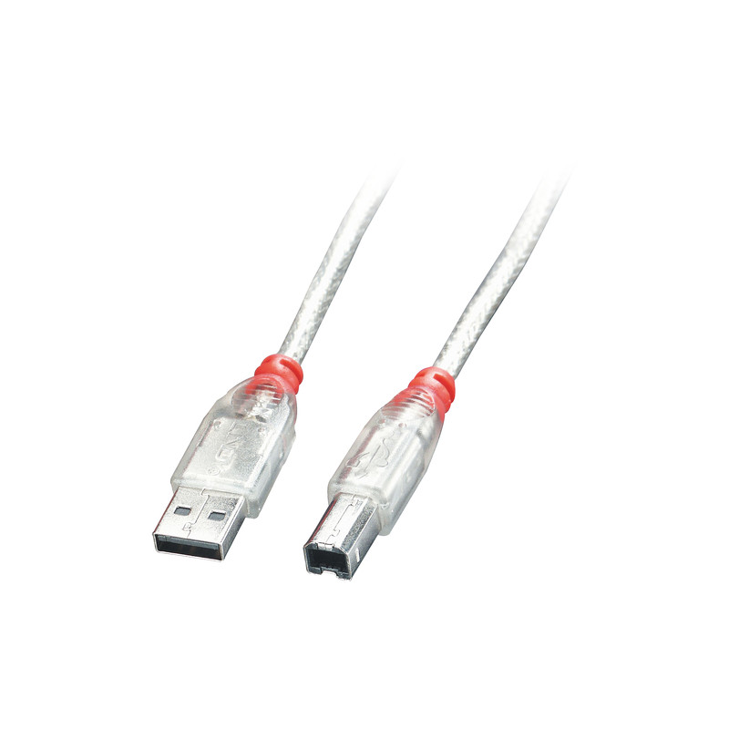 cavo usb 2.0 typ a/b, trasparente, 3m typ a/b m/m [41754]