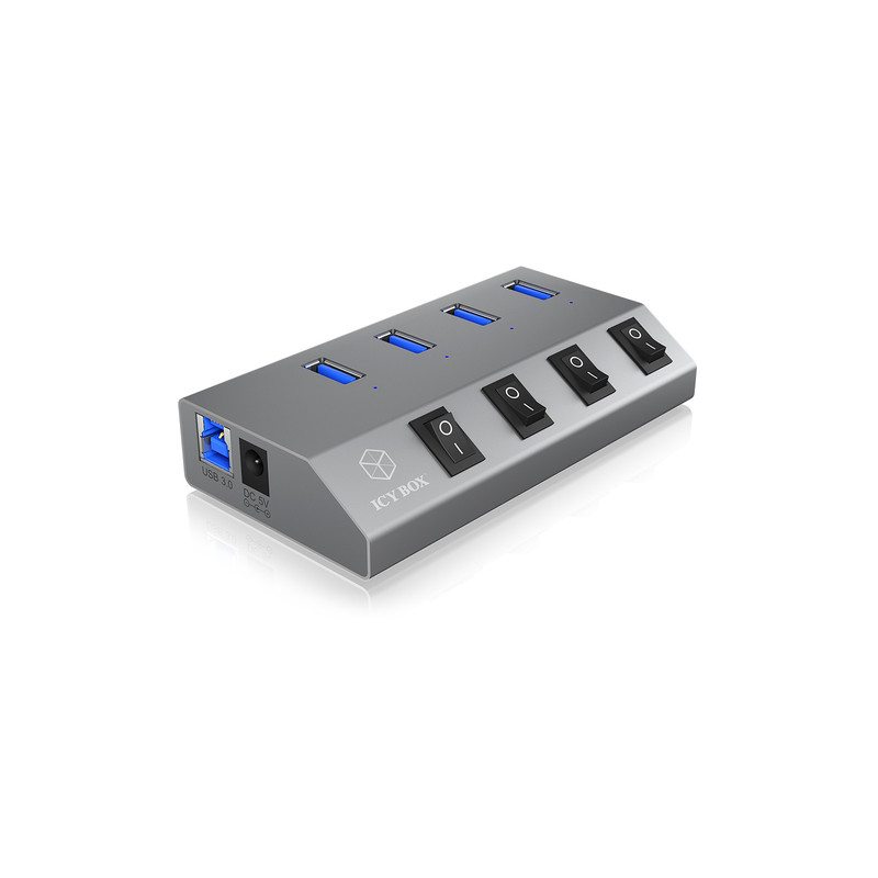 hub usb icybox usb 5v 20w ib-hub1405 di ricarica 4 porte (g)