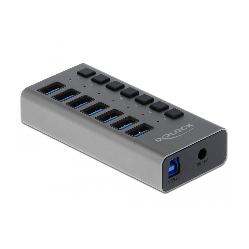 hub usb superspeed esterno 7 porte + switch grigio [63669]