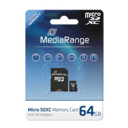 64gb scheda microsd mediarange sd cl.10 inkl. adapter [mr955]