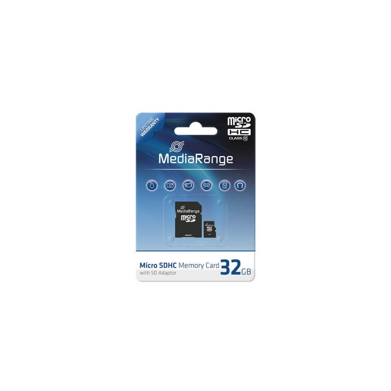 32gb scheda microsd mediarange sd cl.10 inkl. adapter [mr959]