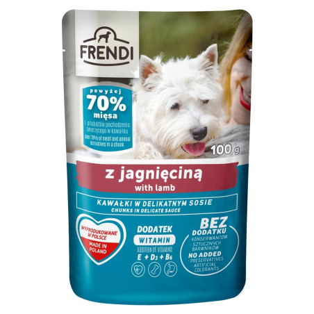 cibo umido per cani frendi bocconcini in salsa delicata con agnello