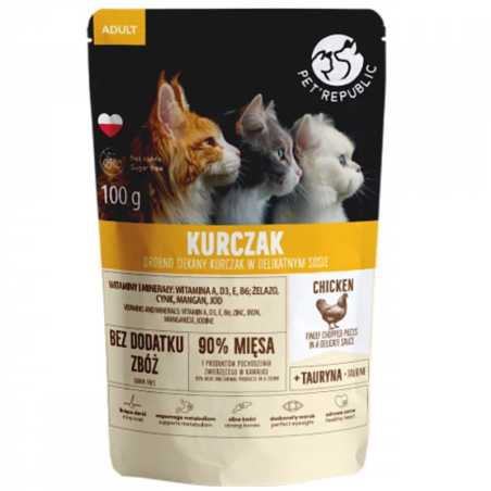 alimento umido pet republic per gatti adulti con pollo in salsa bustina