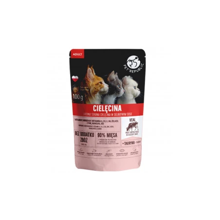 alimento umido pet republic per gatti adulti con vitello e verdure