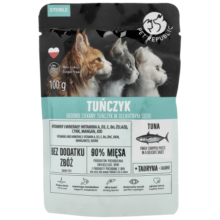 alimento umido pet republic per gatti sterilizzati con tonno bustina