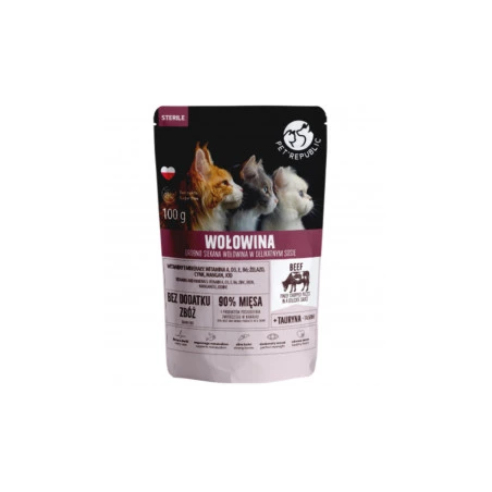 alimento umido pet republic per gatti sterilizzati con manzo bustina