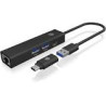 hub usb icybox ib-hub1439-lan 4-in-1 tipo-a/c