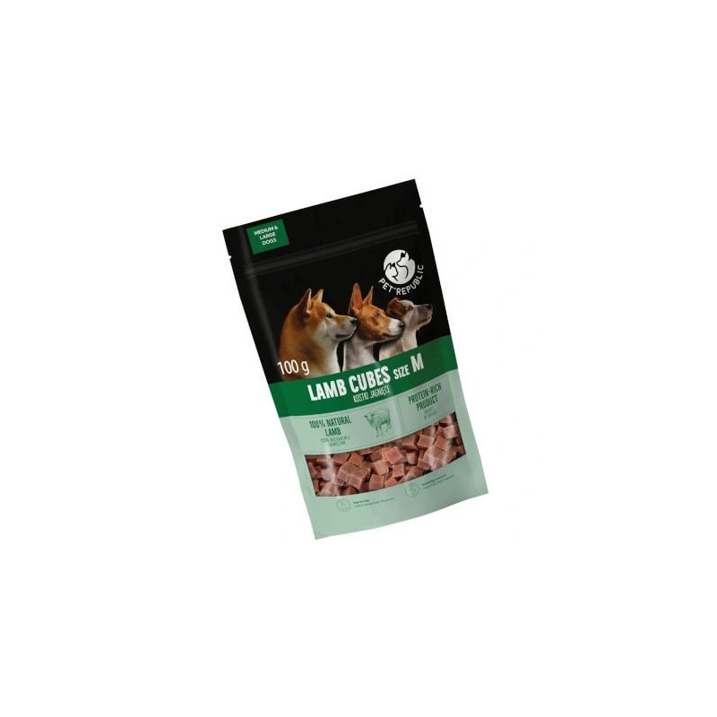 snack per cani petrepublic cubetti di agnello 100g