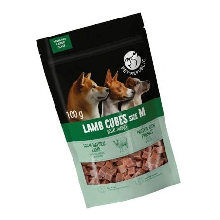 snack per cani petrepublic cubetti di agnello 100g
