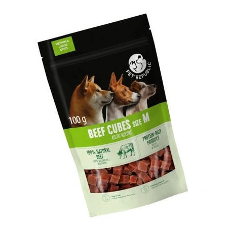 snack per cani petrepublic cubetti di manzo 100g