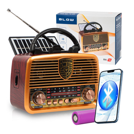 radio blow ra10 portatile am/fm bluetooth con solare marrone [ubblorpra107754]