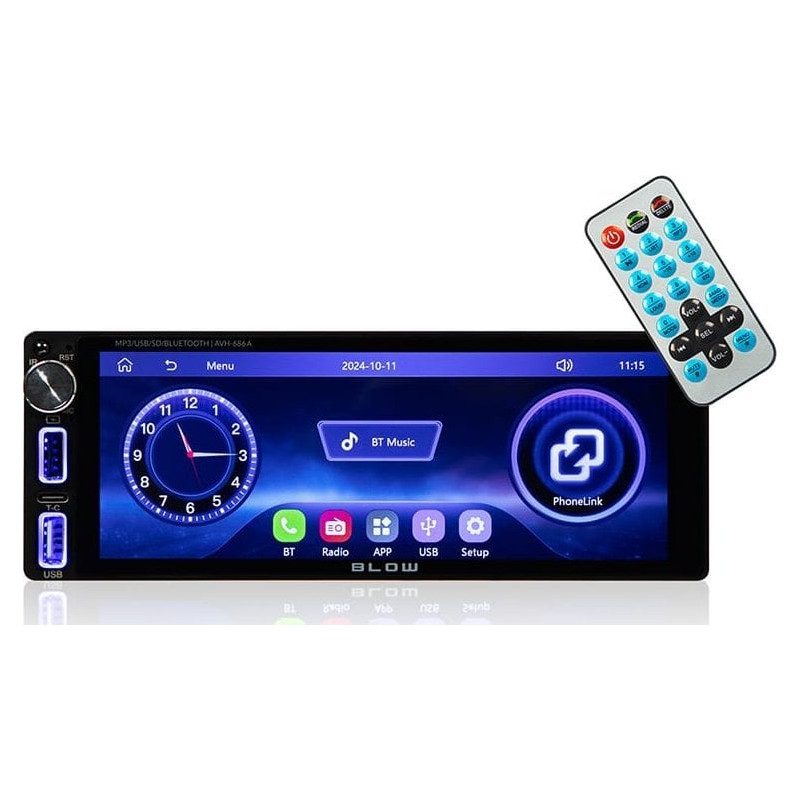 autoradio blow avh-686a 1din 7" mp3/usb/micro sd/bluetooth