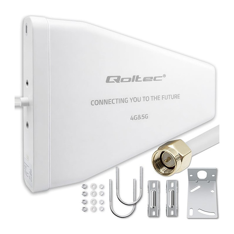 antenna direzionale qoltec 4g 5g lte 9dbi esterna n femmina 3m bianco