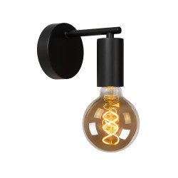 lampada da parete a led lucide leanne in metallo e27 ip20 nero opaco