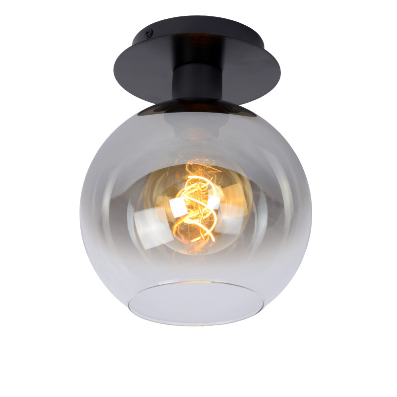 lampada da soffitto lucide marius 60w e27 60w 20cm nero/fumo [74114/01/30]