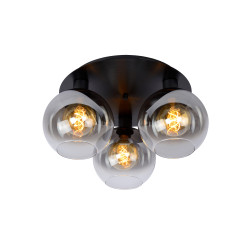 lampada da soffitto a led lucide marius 3xe27 60w ip20 50cm nera/fumo