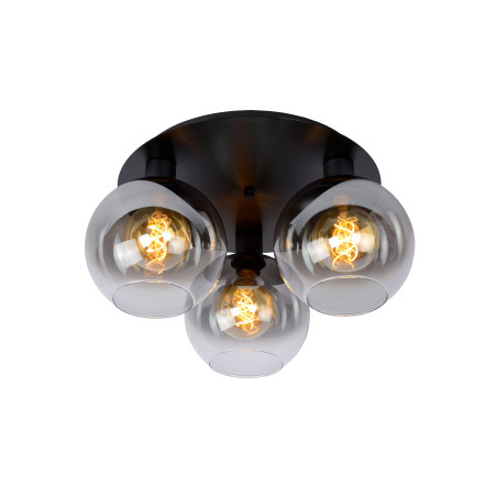 lampada da soffitto a led lucide marius 3xe27 60w ip20 50cm nera/fumo
