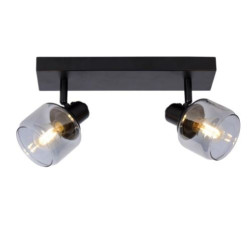 faretti da soffitto a led lucide bjorn 2xe14 ip20 40w nero opaco/fumo