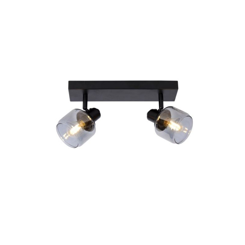 faretti da soffitto a led lucide bjorn 2xe14 ip20 40w nero opaco/fumo
