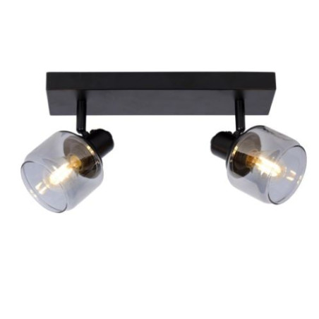 faretti da soffitto a led lucide bjorn 2xe14 ip20 40w nero opaco/fumo
