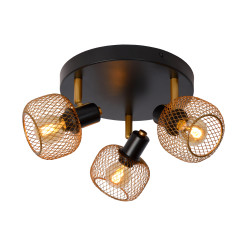 faretto da soffitto a led lucide maren 3xe14 13w ip20 37cm oro opaco/nero