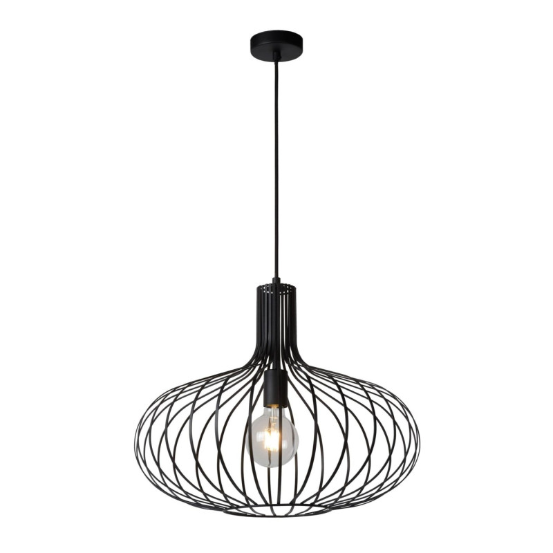 lampada a suspension a led lucide manuela e27 ip20 50cm nero [78374/50/30]