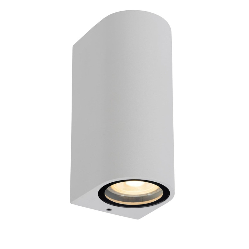 lampada da parete a led lucide zaro cilindrica 2xgu10 ip44 16cm bianco