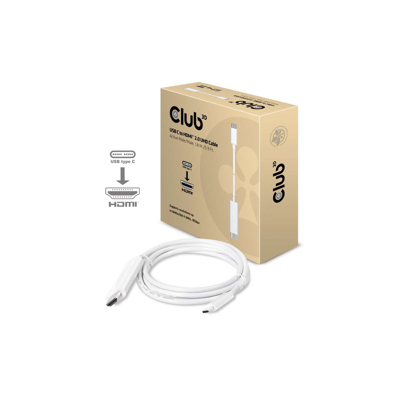 cavo club 3d usb 3.1 typ c - hdmi 2.0 club3d 1,8m [cac-1514]