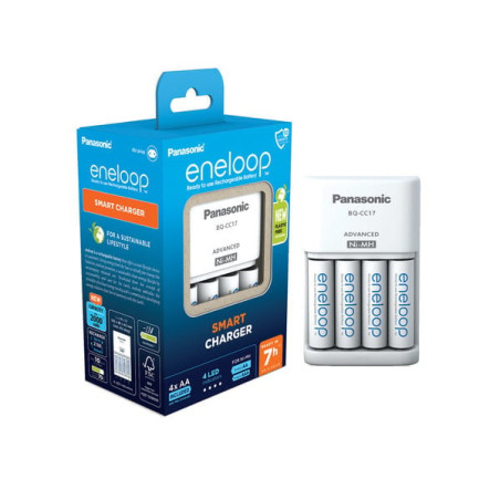 caricabatteria panasonic eneloop smart bq-cc17 con 4xaa 2000mah