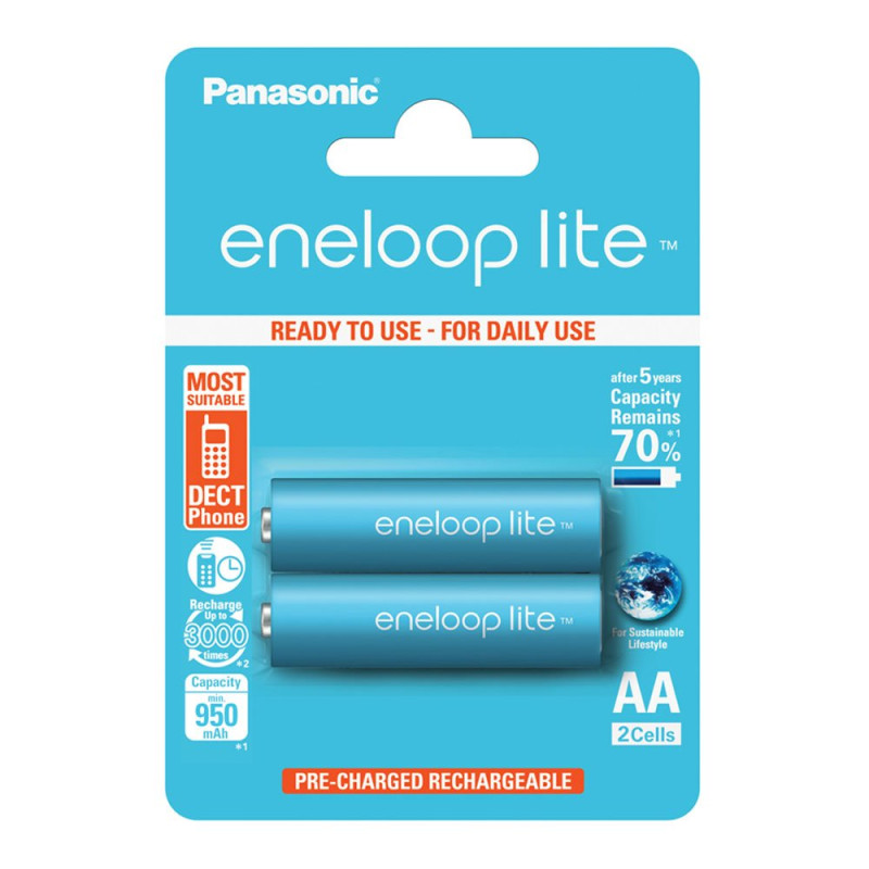 Pila ricaricabile eneloop lite aaa mini stilo 550mah 2pz [bk-4lcce/2be]